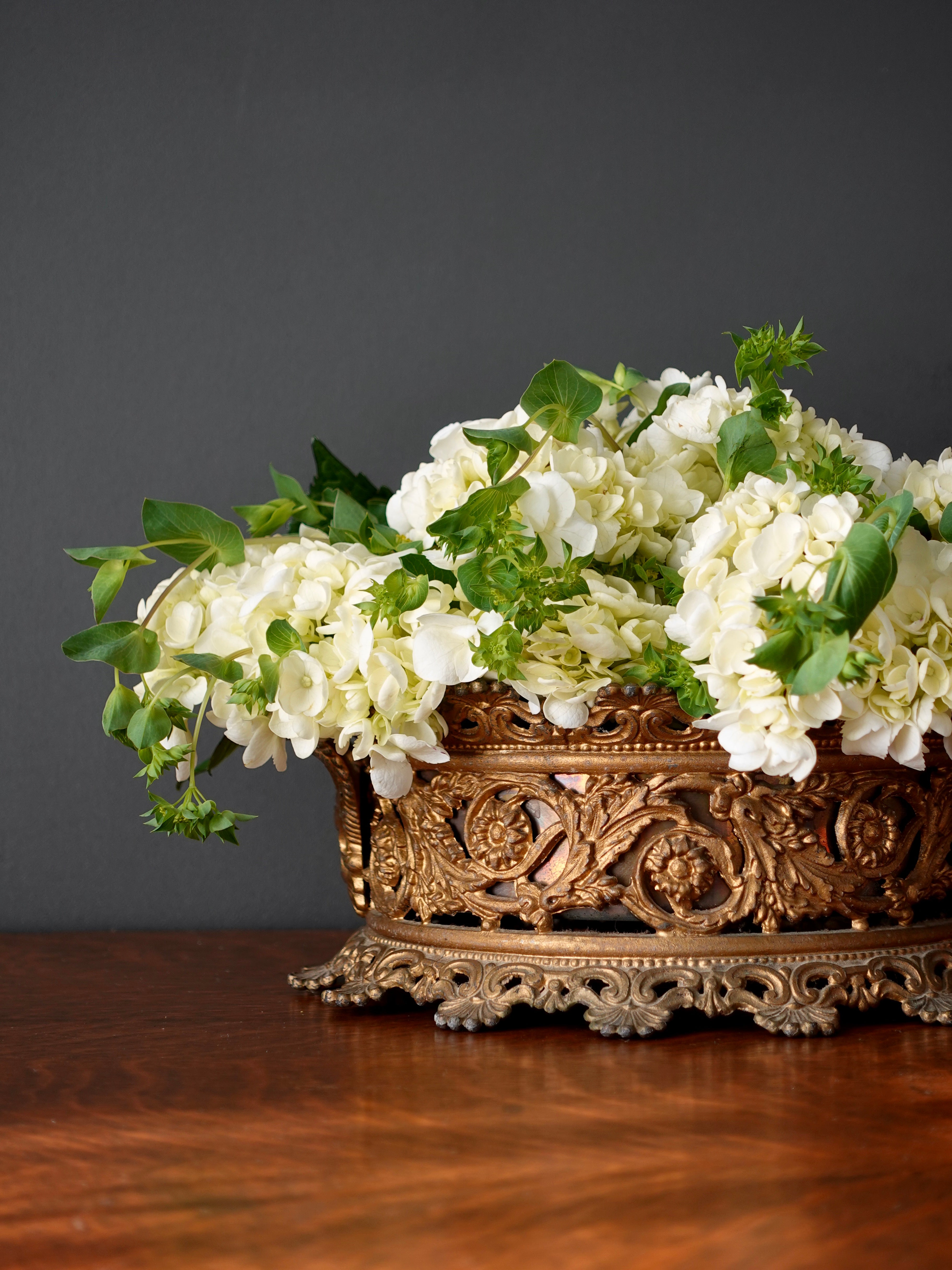 Gilt Round Reticulated Jardiniere