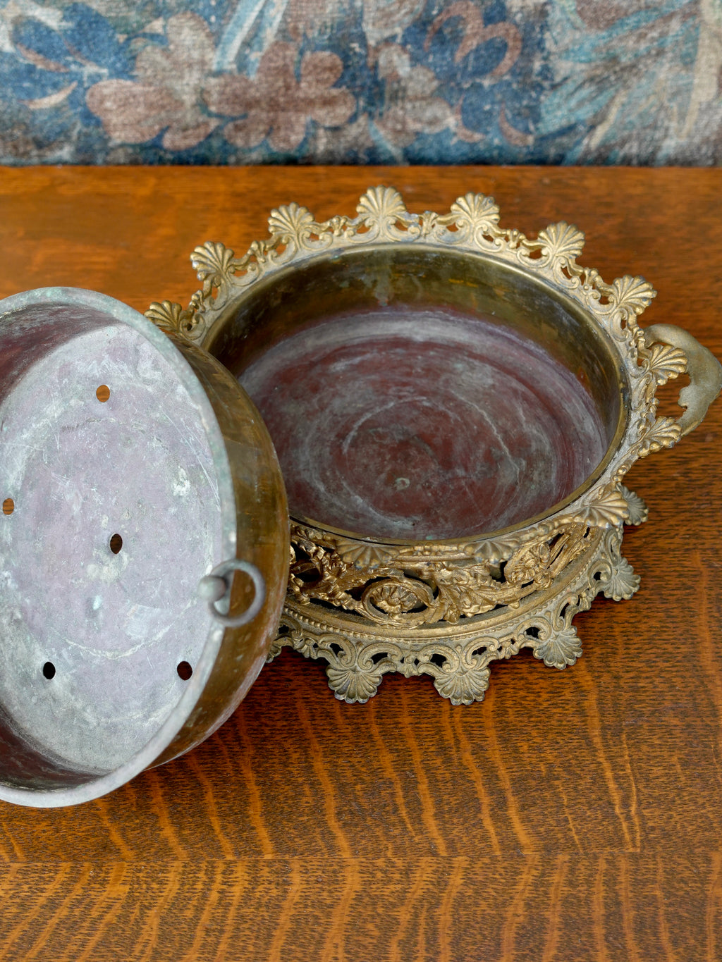 Gilt Round Reticulated Jardiniere