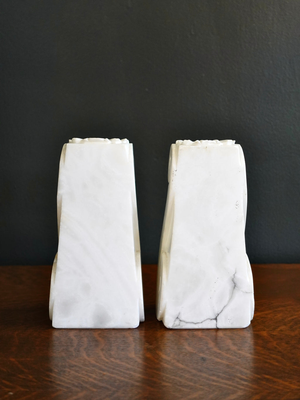 Italian Alabaster Acanthus Scroll Bookends