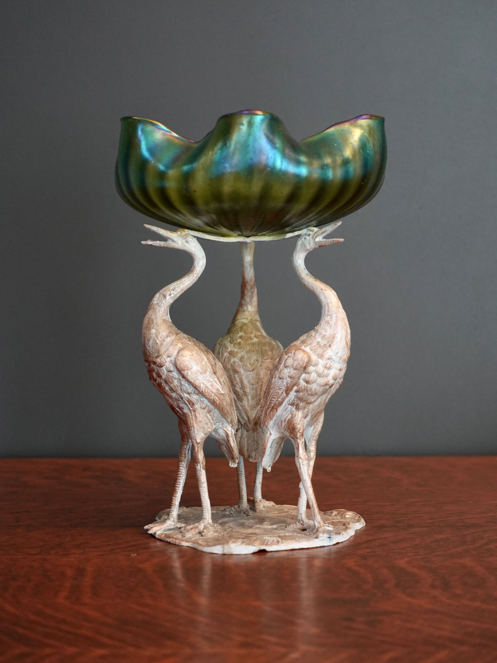 Loetz Style Bowl With Stork Base