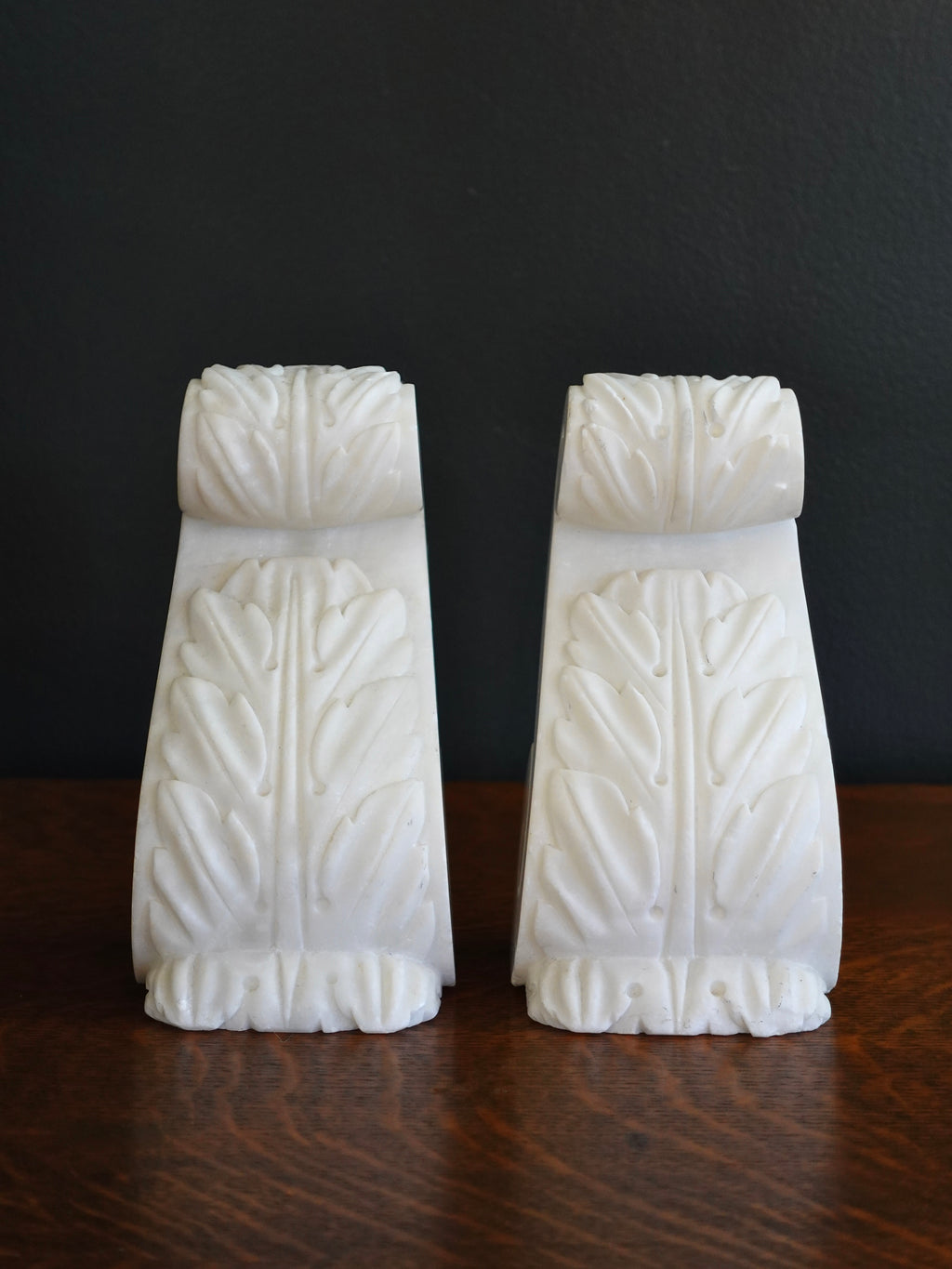Italian Alabaster Acanthus Scroll Bookends