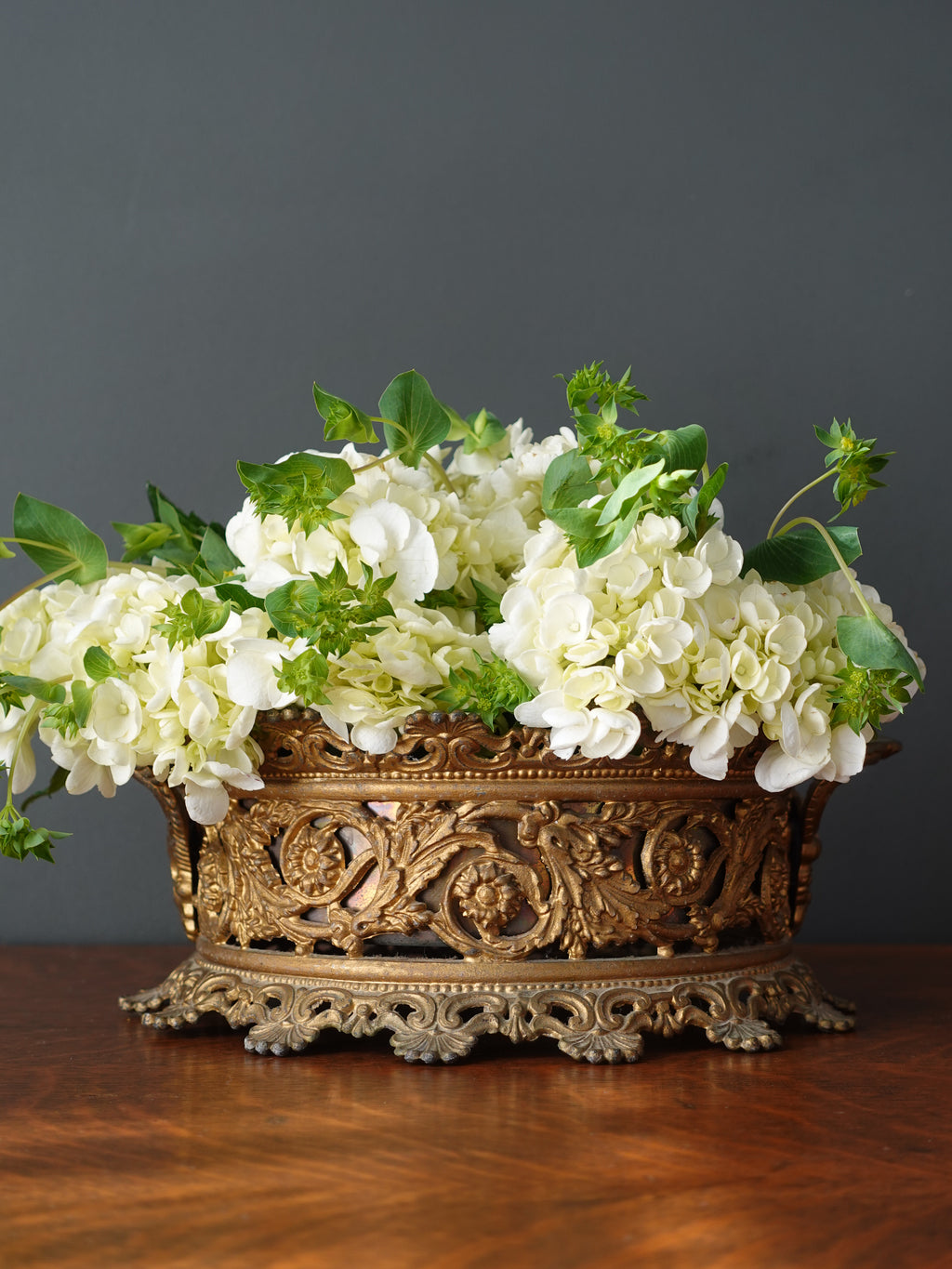 Gilt Round Reticulated Jardiniere